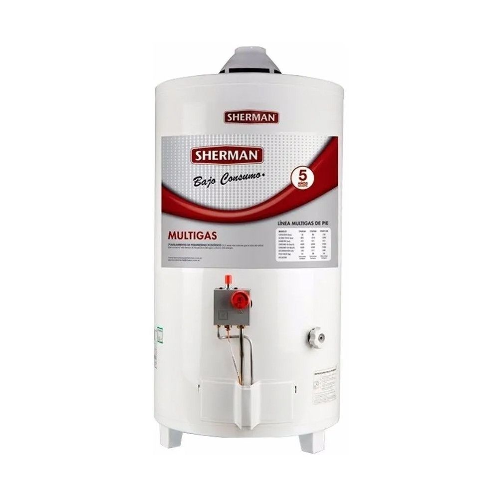 Termotanque Multigas Pie SHERMAN 50lts -TPGP050MSH13 carga superior