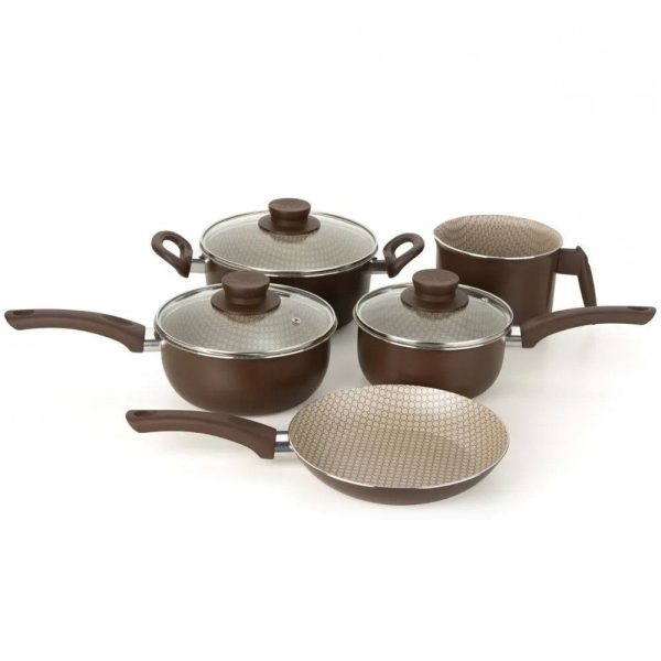 Set de Ollas 5 Piezas color Chocolate Multiflon 102/40057