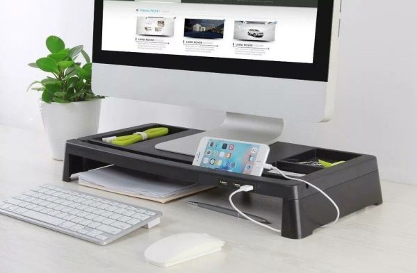 Base ONEBOX Ergonómica de escritorio con Organizador y puerto USB OB-SUSB - Image 2