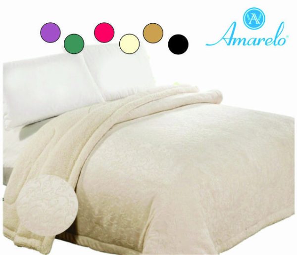 Edredon AMARELO confort Patch word c/corderito  1 1/2 1,60 x 2,20mts PREMIUM - IMPO 86301