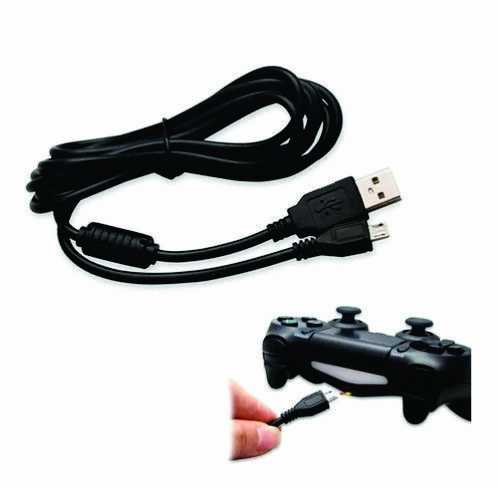 Cable Micro USB largo 1,50mts con filtro. Compatible carga Joystick play 4 MICROPS4