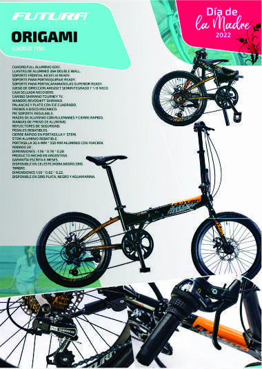 Bicicleta Plegable R20 Mod. ORIGAMI Full Alum. F/Disc. 7150 FUTURA