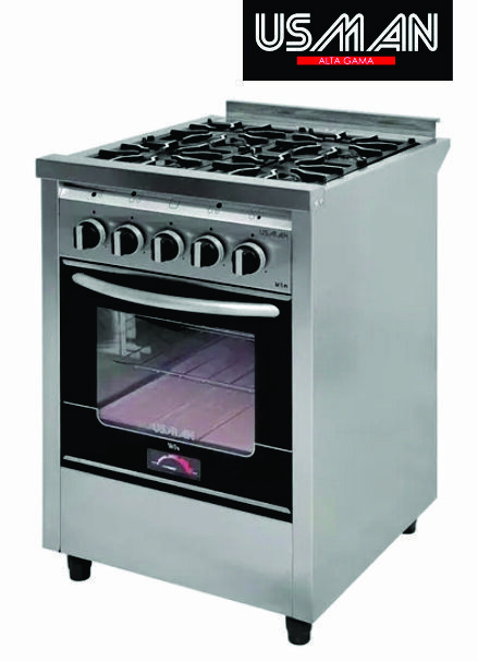 Cocina USMAN win up 55cm PC 4044 4 Hornallas con visor inox.