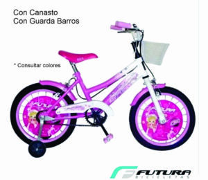 Bicicleta BMX 16” Nena Mod Twin c/canasto y g. barros cod 4041