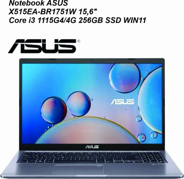 Notebook ASUS X515EA-BR1751W 15,6'' Core i3-1115G4/4G 256gb SSD WIN11