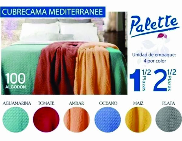 Cubrecama PALLETE Mediterrane 1 1/2 pl Indigo-Oceano Cod.1121011