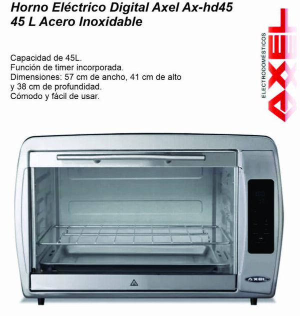Horno Electrico Digital 45L AXEL acero inox. AX-HD45