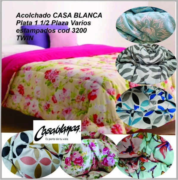 Acolchado CASA BLANCA Plata 1 1/2 Plaza Varios estampados cod.3200