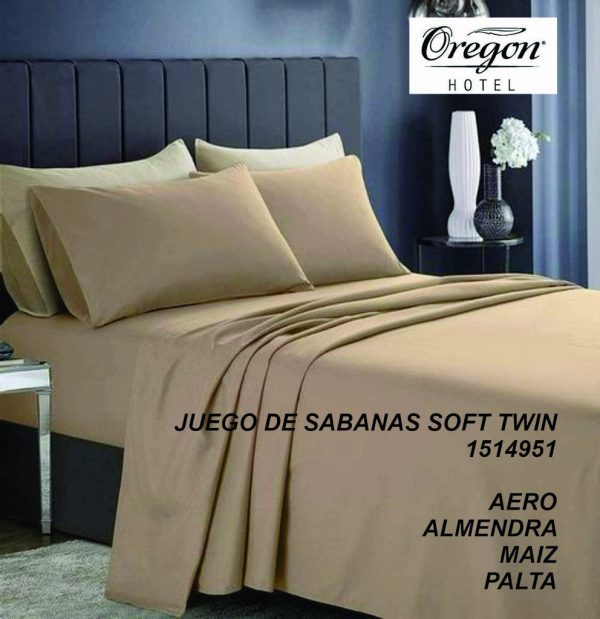Juego de Sabanas SOFT 180 HILOS TWIN 1 1/2 plaza - 150X20CM  Cod 1514951 - Linea Hogar