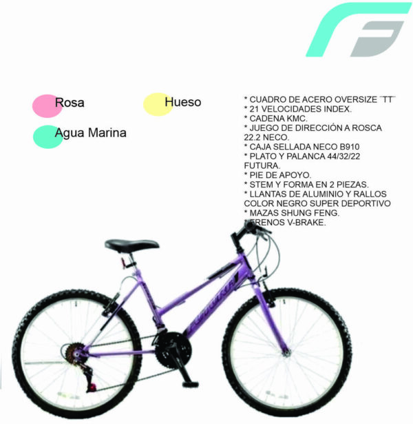 Bicicleta FUTURA R 29” dama Mod. Techno 21 veloc. Acero cod. 5304