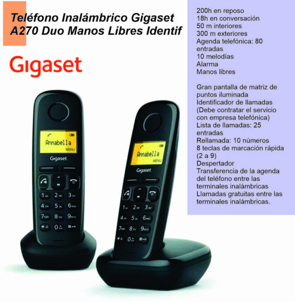 Telefono GIGASET A270 duo arg black
