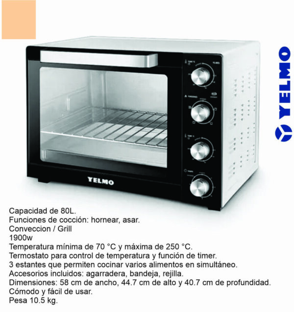 Horno electrico YELMO 80lts YL-80CL