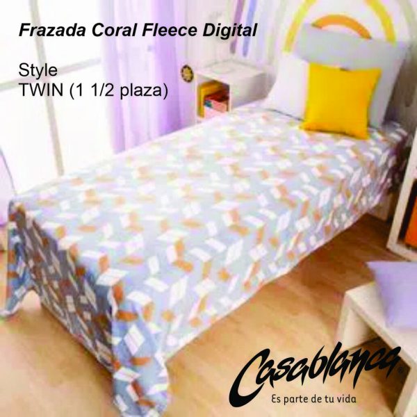 Frazada coral Fleece digital CASA BLANCA Oro Twin - 1 1/2 plaza - varios estampados