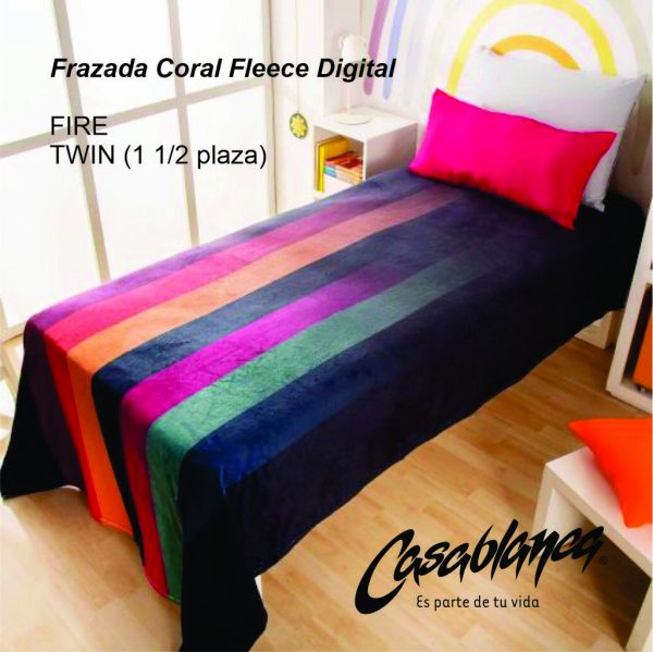 Frazada coral Fleece digital CASA BLANCA Oro Twin - 1 1/2 plaza - varios estampados - Image 2