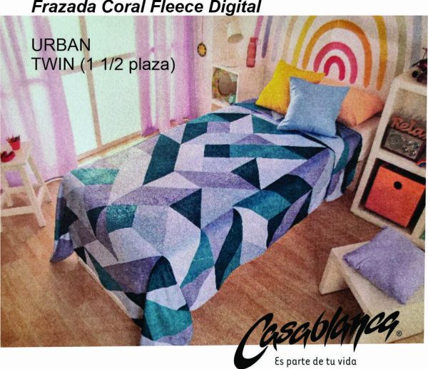 Frazada coral Fleece digital CASA BLANCA Oro Twin - 1 1/2 plaza - varios estampados - Image 3