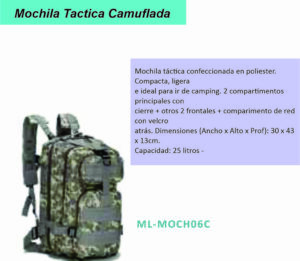 Mochila Tactica Camuflada ML-MOCH0C6C