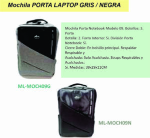 Mochila Porta Laptop Negra-Gris ML-MOCH09G/MOCH09N