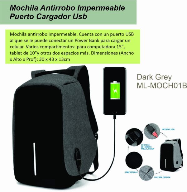 Mochila de Seguridad Gris ML-MOCH01B