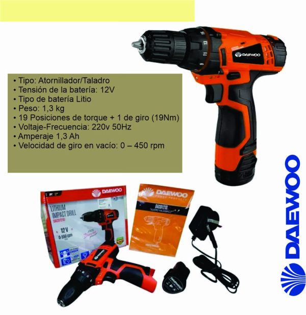 Taladro Inalambrico Daewoo DACD1210CK