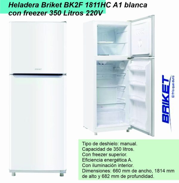 Heladera con freezer BRIKET BK2F 1811HC Blanca HC A1