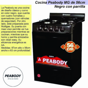 Cocina Peabody 56 cm con parrilla color Negra MG