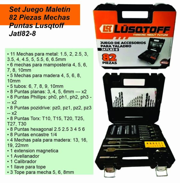 Juego de Accesorios para taladro LUSQTOFF  JATL82-8