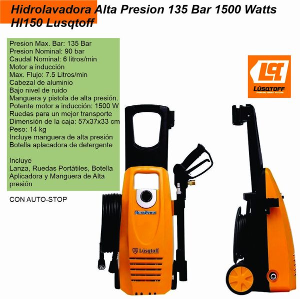 Hidrolavadora Electrica LUSQTOFF 1500W 135BAR HI150