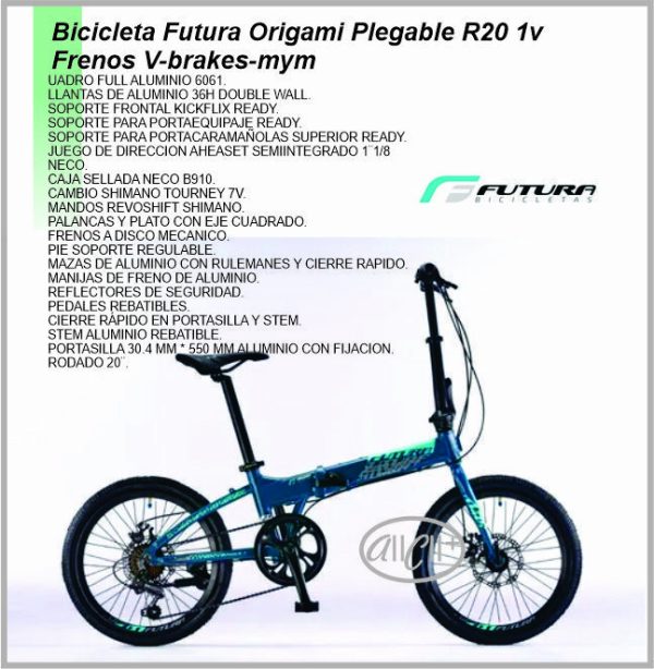 Bicicleta Plegable R20 Mod. ORIGAMI Full Alum. F/Disc. 7150 FUTURA - Image 2