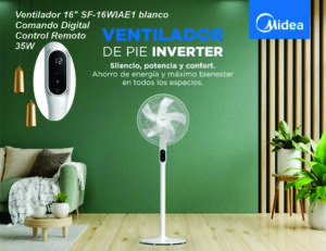 Ventilador de Pie MIDEA Blanco Inverter 16” SF-16WI1AE1