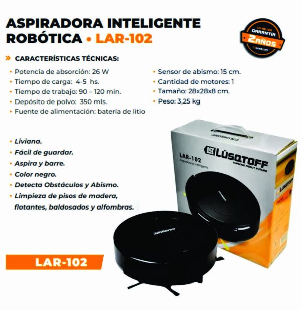 Aspiradora Robot LUSQTOFF 26W 220V-50HZ LAR-102