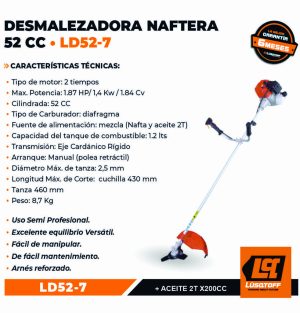 Desmalezadora 52CC 2T NAFTA LD52-7 LUSQTOFF