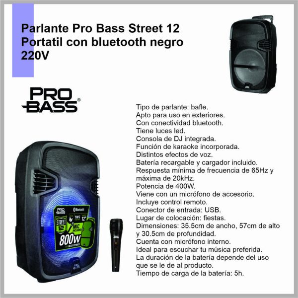 Parlante STREET12 AMPLF 12'' PROBASS
