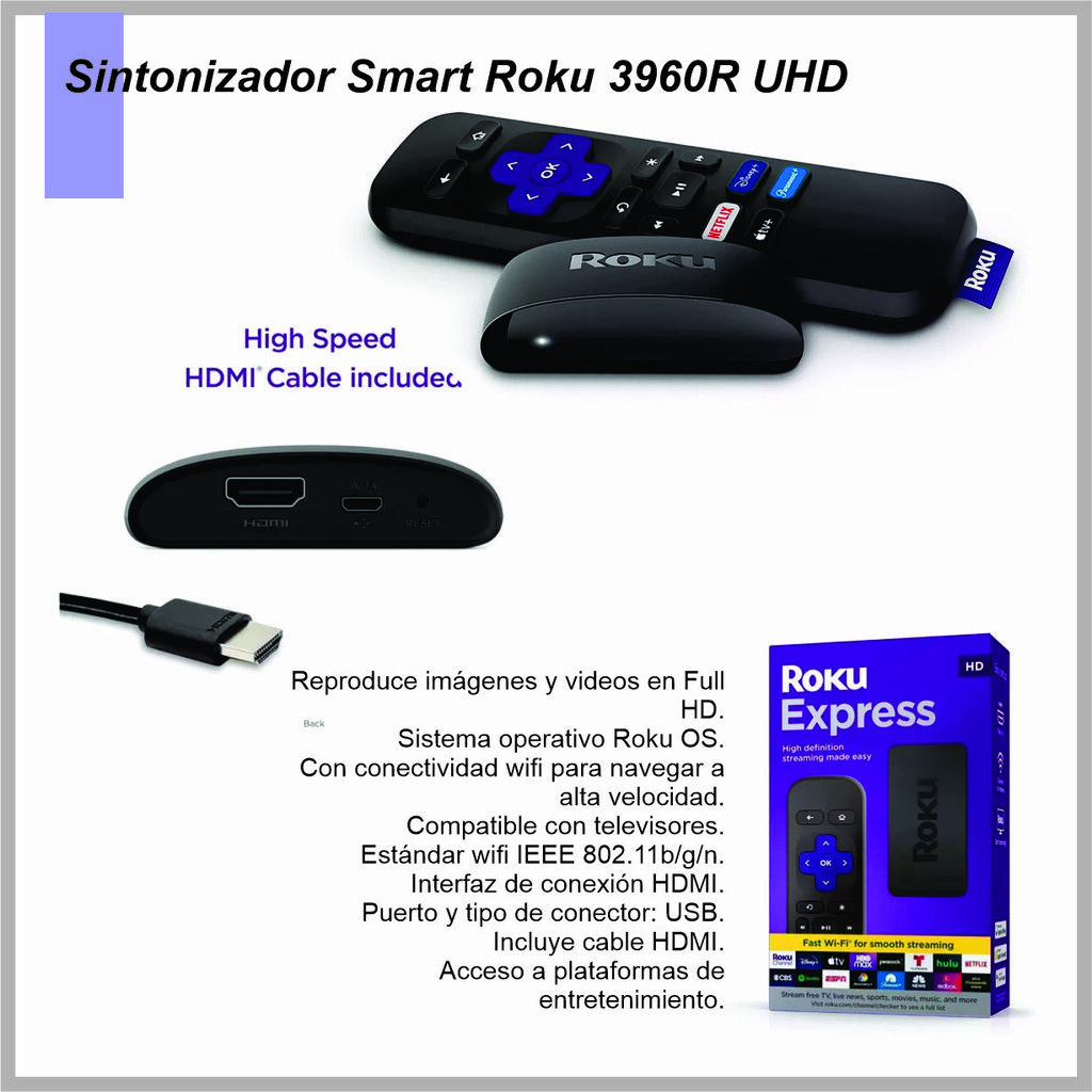 Sintonizador Smart ROKU 3960R HD – AllCell y más