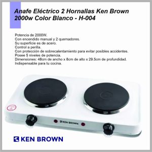 Anafe electrico doble KEN BROWN H-004 Blanco