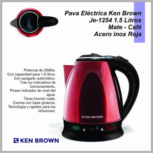 Pava electrica KEN BROWN JE-1254 Rojo Mate/Cafe