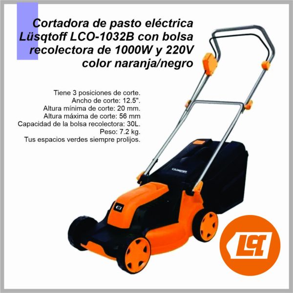 Cortadora de Cesped Electrica LUSQTOFF 12,5'' 1000W LCO-1032B