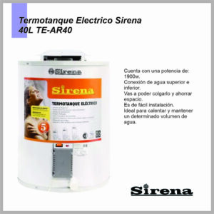 Termotanque Electrico Sirena 40lts TE-AR40
