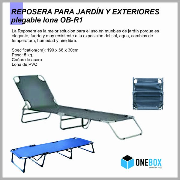 Reposera para jardin y exteriores plegable lona ONEBOX OB-R1