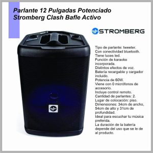 Parlante CLASH-NE Carrito C/Bateria STROMBERG BT/AUX 60W RMS