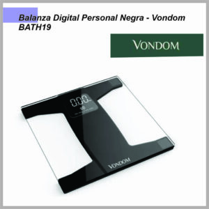 Balanza Digital personal VONDOM Negra Vidrio BATH19NEGRA
