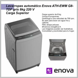 Lavarropas ENOVA carga vertical 8KG EWM-G8-TDF Gris