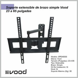 Soporte TV VOOD extensible brazo simple 23”-65” 40030