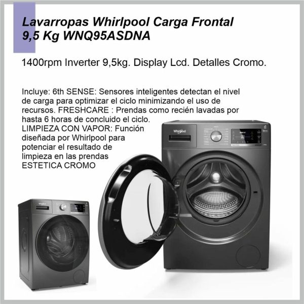 Lavarropas WHIRLPOOL Carga Frontal 9.7kg WNQ95ASDNA INVERTER