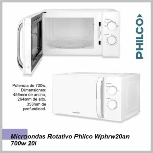 Microondas PHILCO Rotativo Blanco 20lts WPHRW20AN