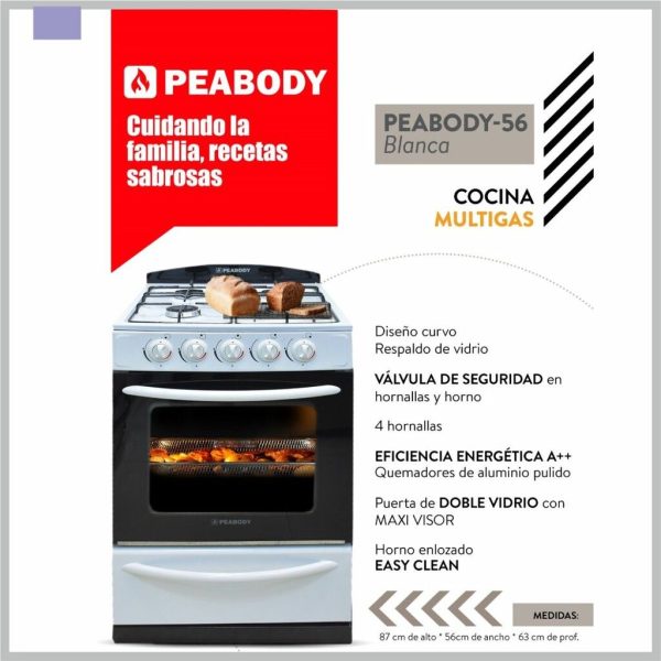 Cocina Peabody 56cm con parrilla color Blanca MG
