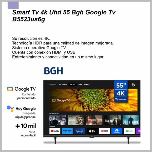 Smart Tv BGH 55'' GOOGLE TV 4K B5523US6G