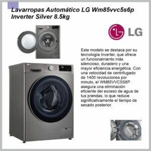 Lavarropas LG Inverter Vivace 8,5kg Silver WM85VVC5S6P