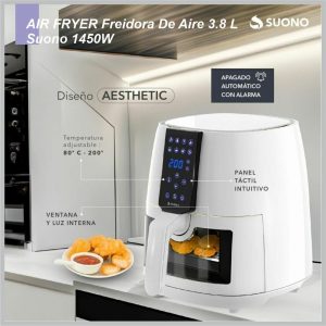 Freidora de aire SUONO Digital  c/vent 3,8lts 1450w blanco HOG0154