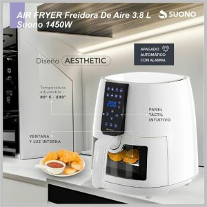 Freidora de aire Airfryer Digital SUONO c/vent3,8lts 1450w blanco HOG0154