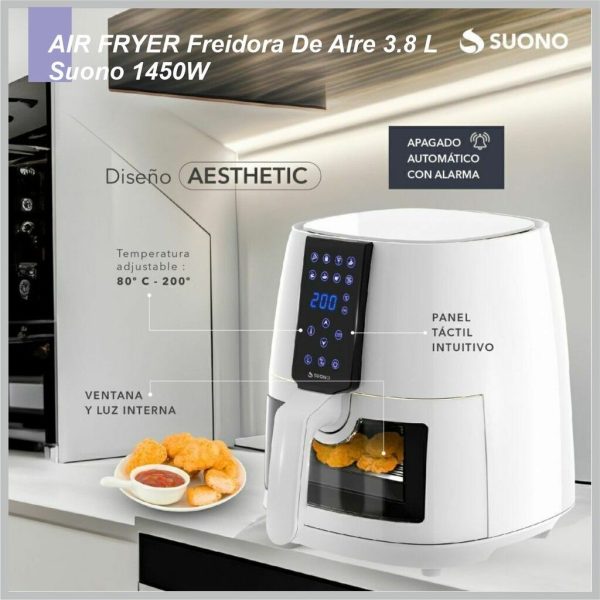 Freidora de aire SUONO Digital  c/vent 3,8lts 1450w blanco HOG0154